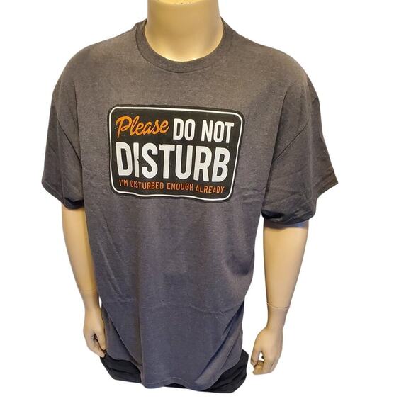 DOM Do Not Disturb Gray Graphic T-Shirt Men's XL Unisex NWT - Picture 1 of 6